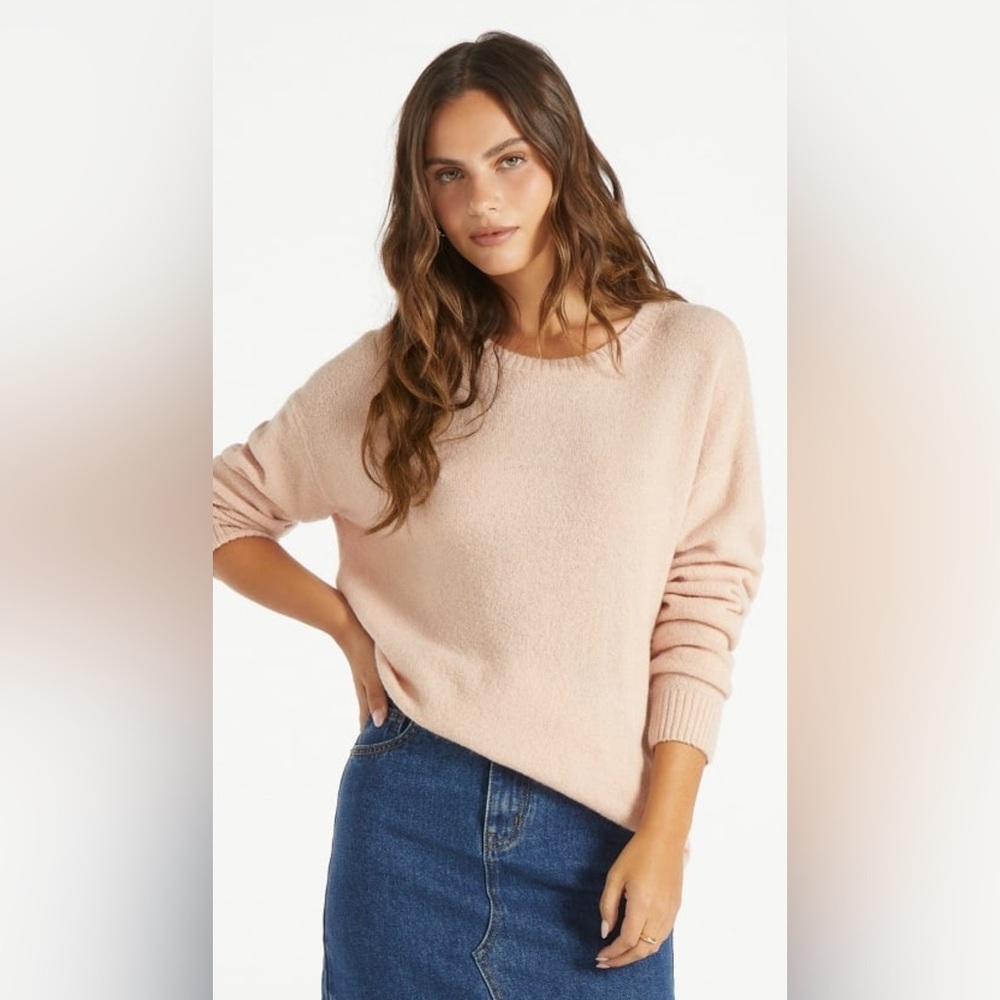 NWT, Just Fab Boyfriend Pullover Crew Neck Sweater, Rose Smoke, L, U69